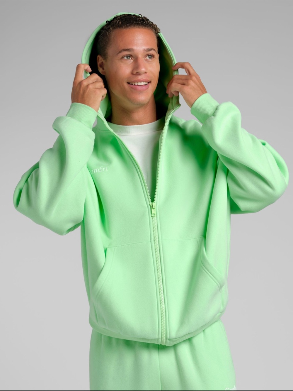 Comfrt powder mint cloud zip hoodie